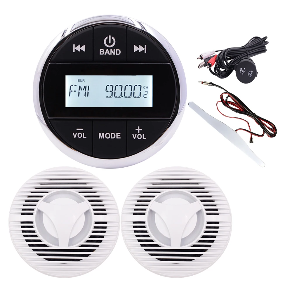 H-833+H-058 Marine Stereo Kit Blue-tooth Boat Radio  Waterproof Stereo  Blue-tooth Receiver Head Unit+6.5