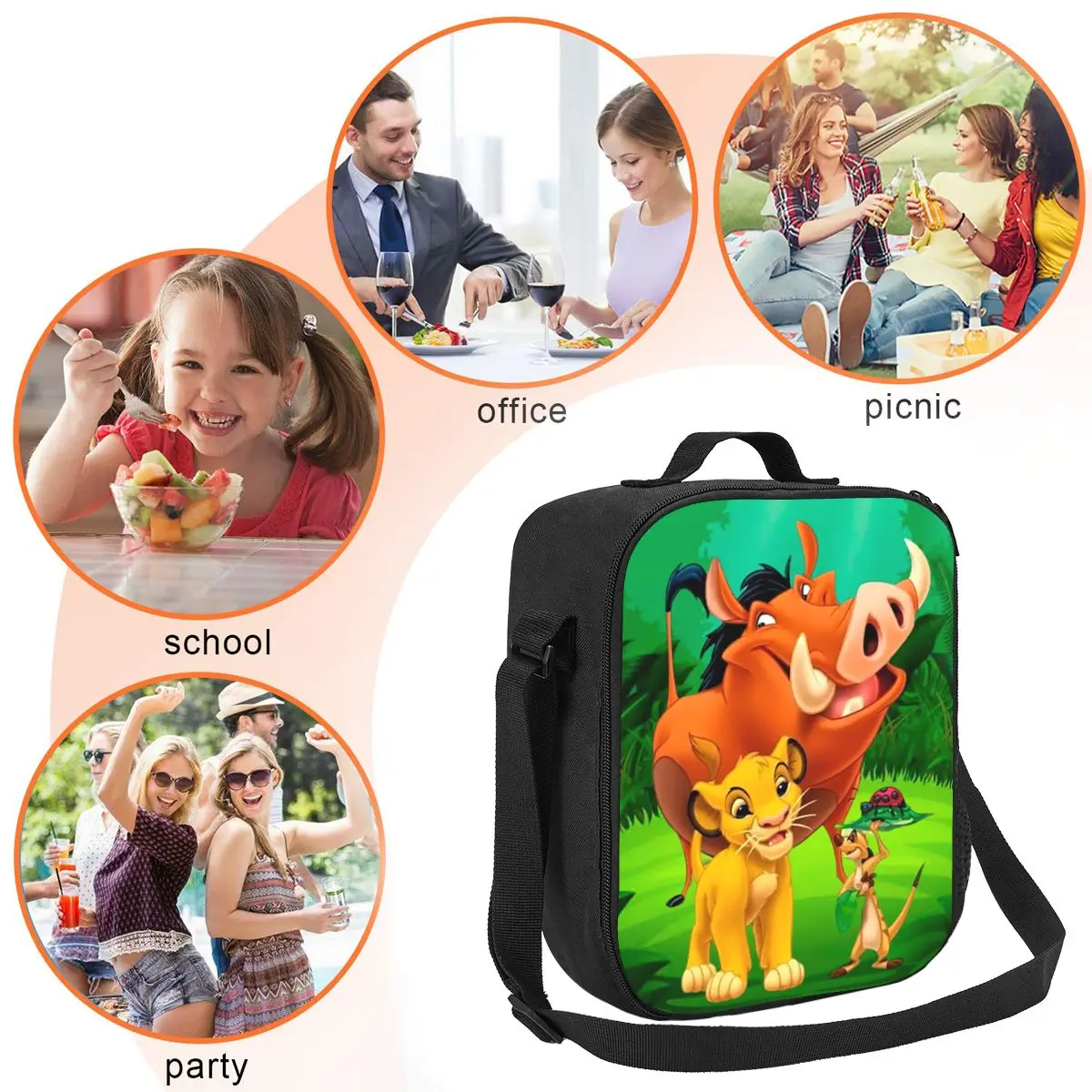 Custom The Lion King Portable Lunch box Women Leakproof Cooler Thermal Food Insulated Lunch Bag Office Work