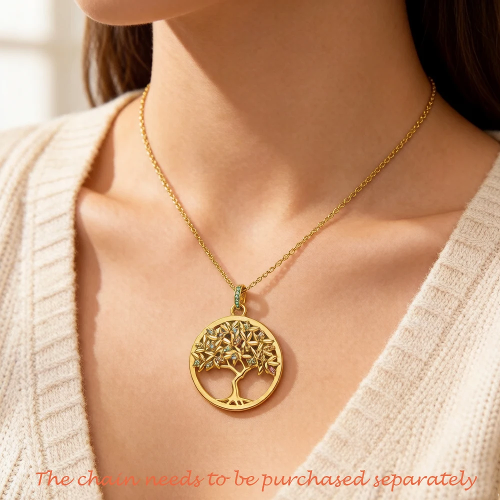 Anhänger Bunter Goldener Baum Neuer 925er Sterlingsilber-Schmuck Europäische Romantische Accessoires Geschenk für Frauen – Detail 4
