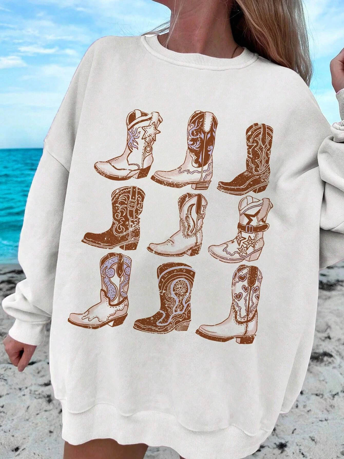 Knights\' Boots Print Women Sweatshirts Harajuku Comfortable Hoodies Fashion Fleece Hoodie Autumn Warm Casual Female Clothes Tops