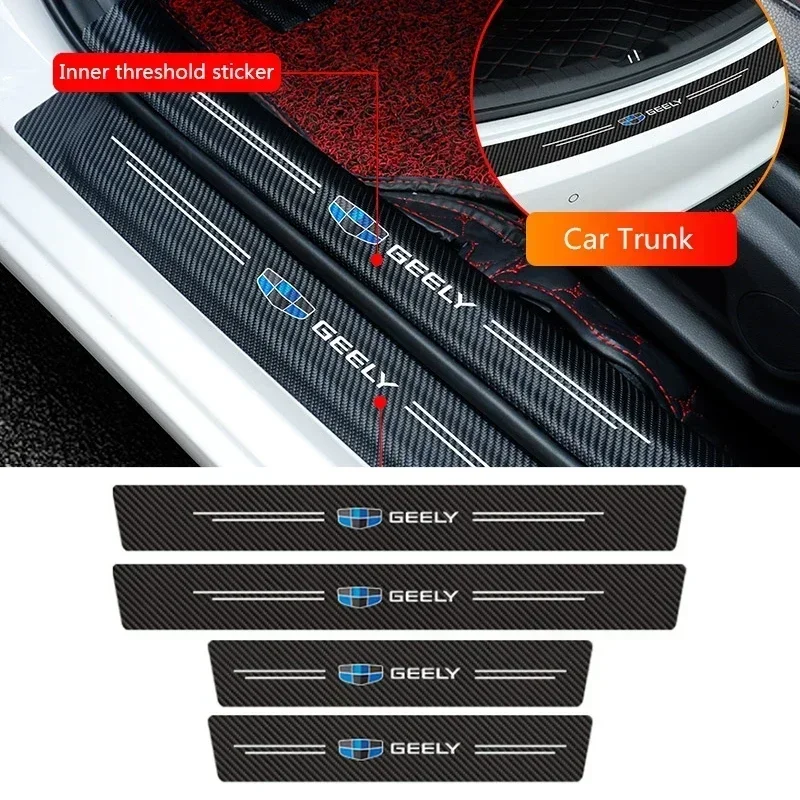 Auto Instaplijsten Protector Plaat Drempel Stickers voor Geely Logo Binyue Pro Binrui EC7 Emgrand GX2 Yuanjing X6 Xingyue Boyue GX3