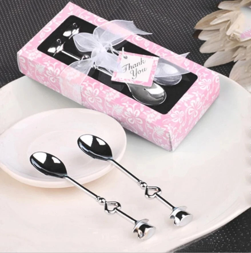 

400 Pieces/200 Sets Wedding Gifts & Gift Box Love Spoon Coffee Spoon Wedding Gift Guest Gift 2 in 1 Box