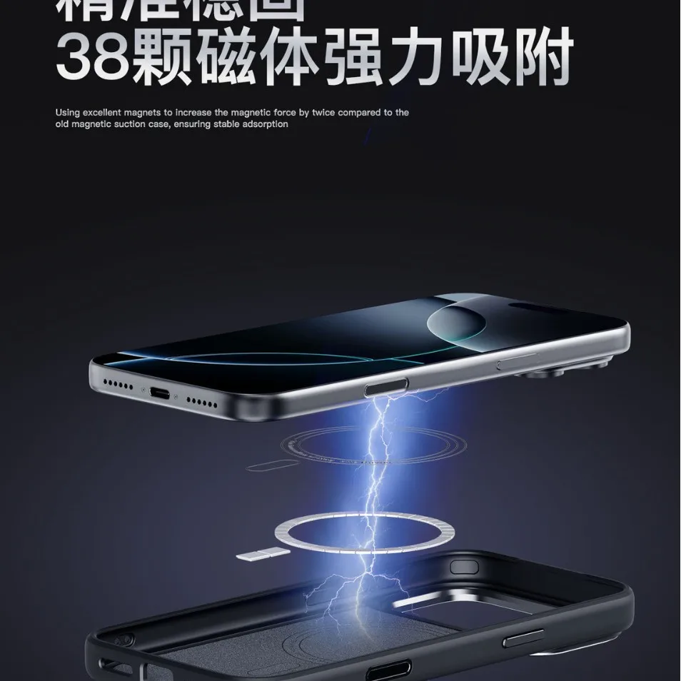 حافظة هاتف مغناطيسية أصلية من ألياف الكربون لهاتف آيفون 17 برو، حافظة 17 برو ماكس مضادة للسقوط، إصدار محارب أسود جديد