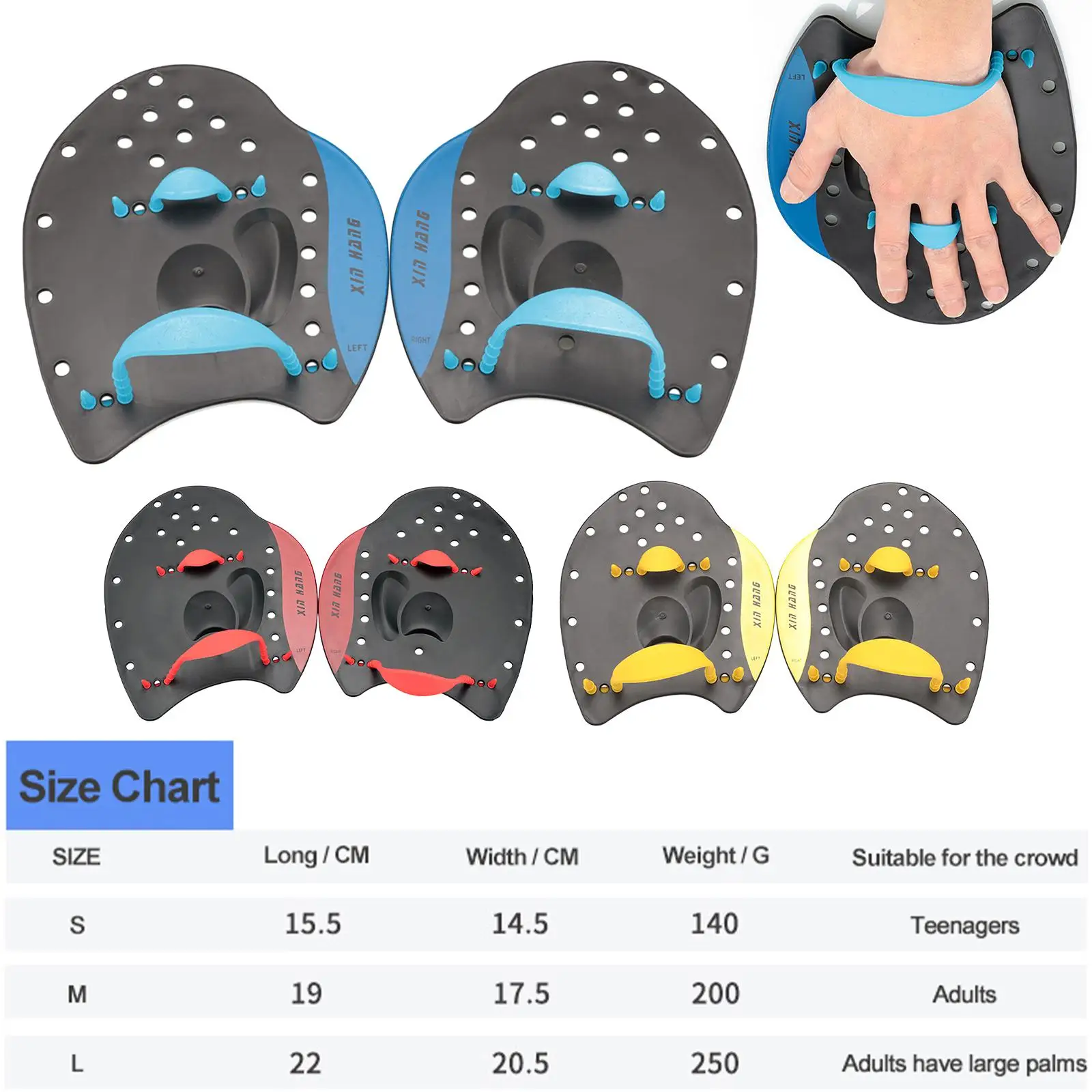 

Adult Swimming Training Supplies Silicone Swim Hand Paddle Resistance Gloves for Pool Fitness