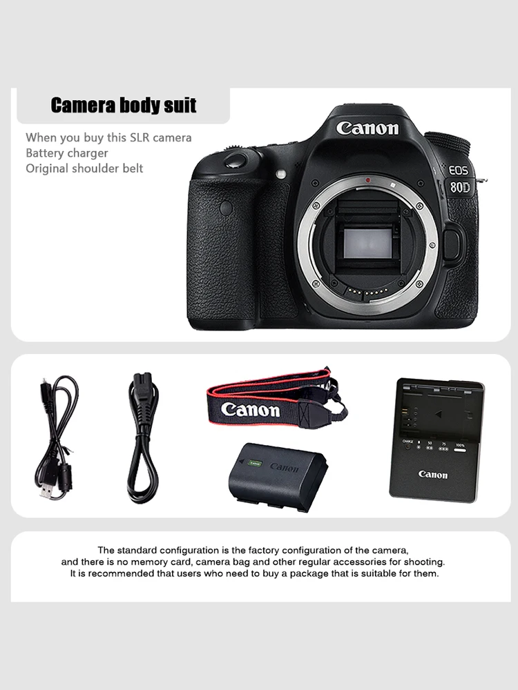 كاميرا Canon EOS 80D 24 ميجابكسل بشاشة دوارة احترافية SLR