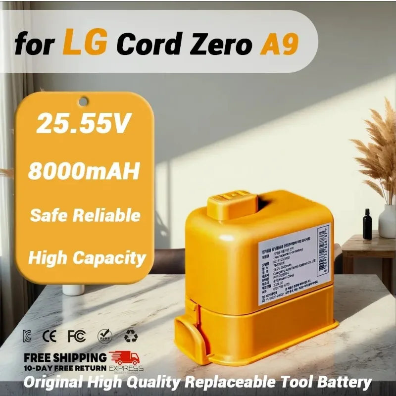 

Upgraded 5000mAh Battery for LG CordZero A9K Pro/A9PETNBED - 25.55V Enhanced Version, 30% Longer Cycle Life
