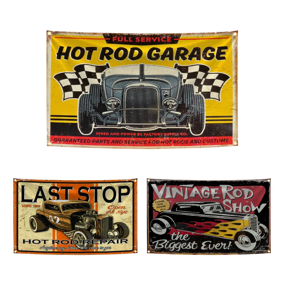 

3x5 Ft American Hot Rod JDM Car Flag Polyester Digital Printing Banner for Garage Wall Art Home Outdoor Decoration Tapestry