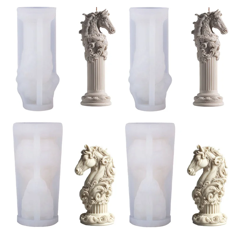 

3D Horse Head Silicone Mold for DIY Aromatherapy Candle Making Creative Home Decor Craft Mould for Resin Soap Animal Relief Mold