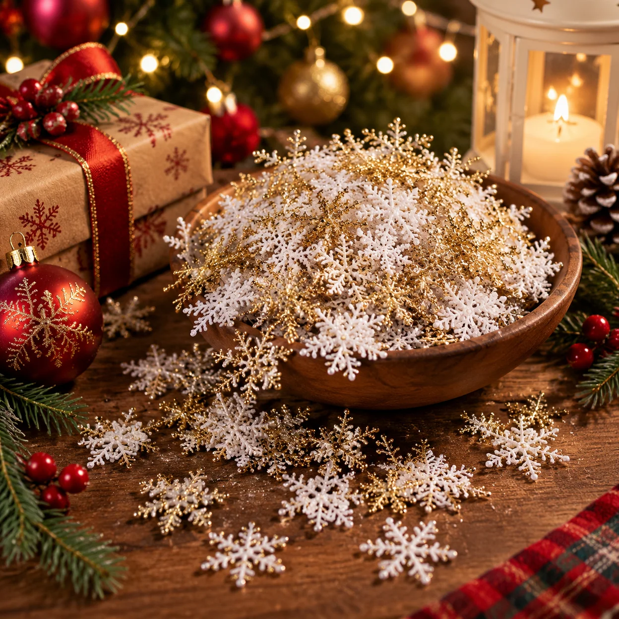 Christmas Snowflakes Confetti Glitter Artificial Snowflake Sequins Multicolor 1.5/2/3cm DIY Cake Decor Xmas Party Crafts Gift