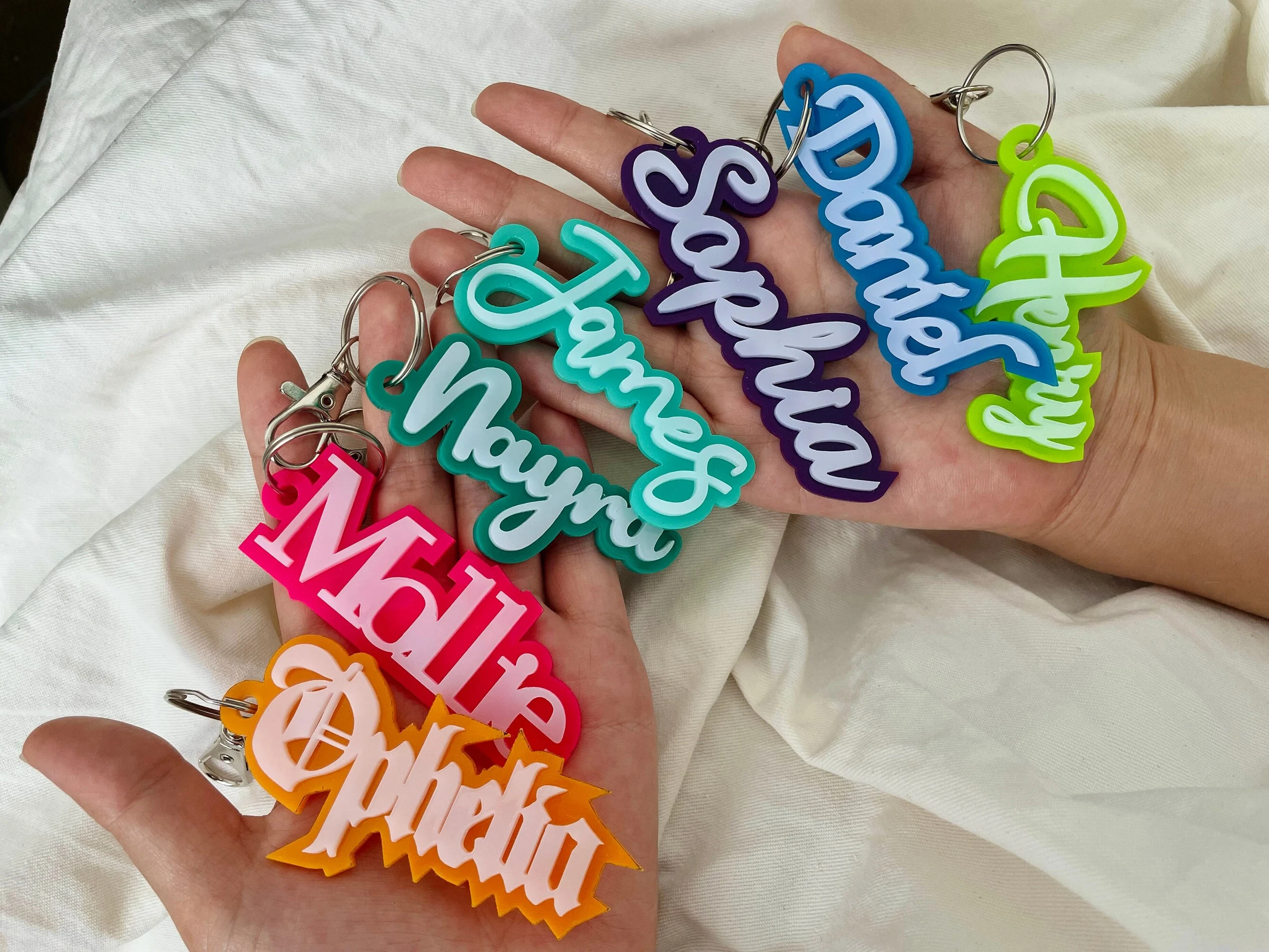 Custom Name Acrylic Keychain Backpack Diaper Bag, Lunchbox Name Tag Personalized Acrylic Keychain