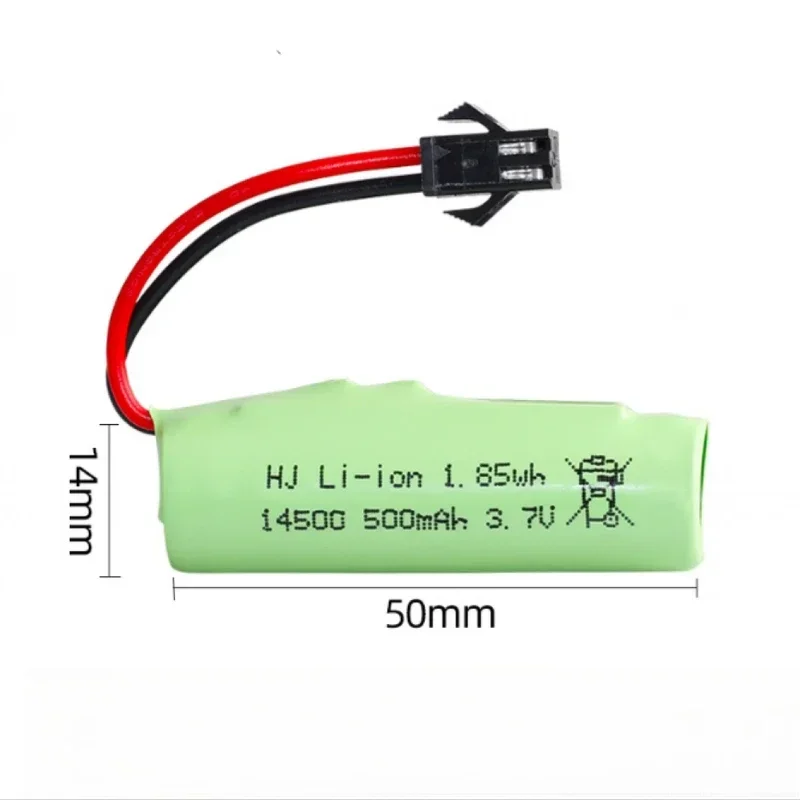 For Voor DE35 DE38 RC 3.7V 500mAh 14500 Lipo Battery XH2.54/JST/SM Plug 4pcs