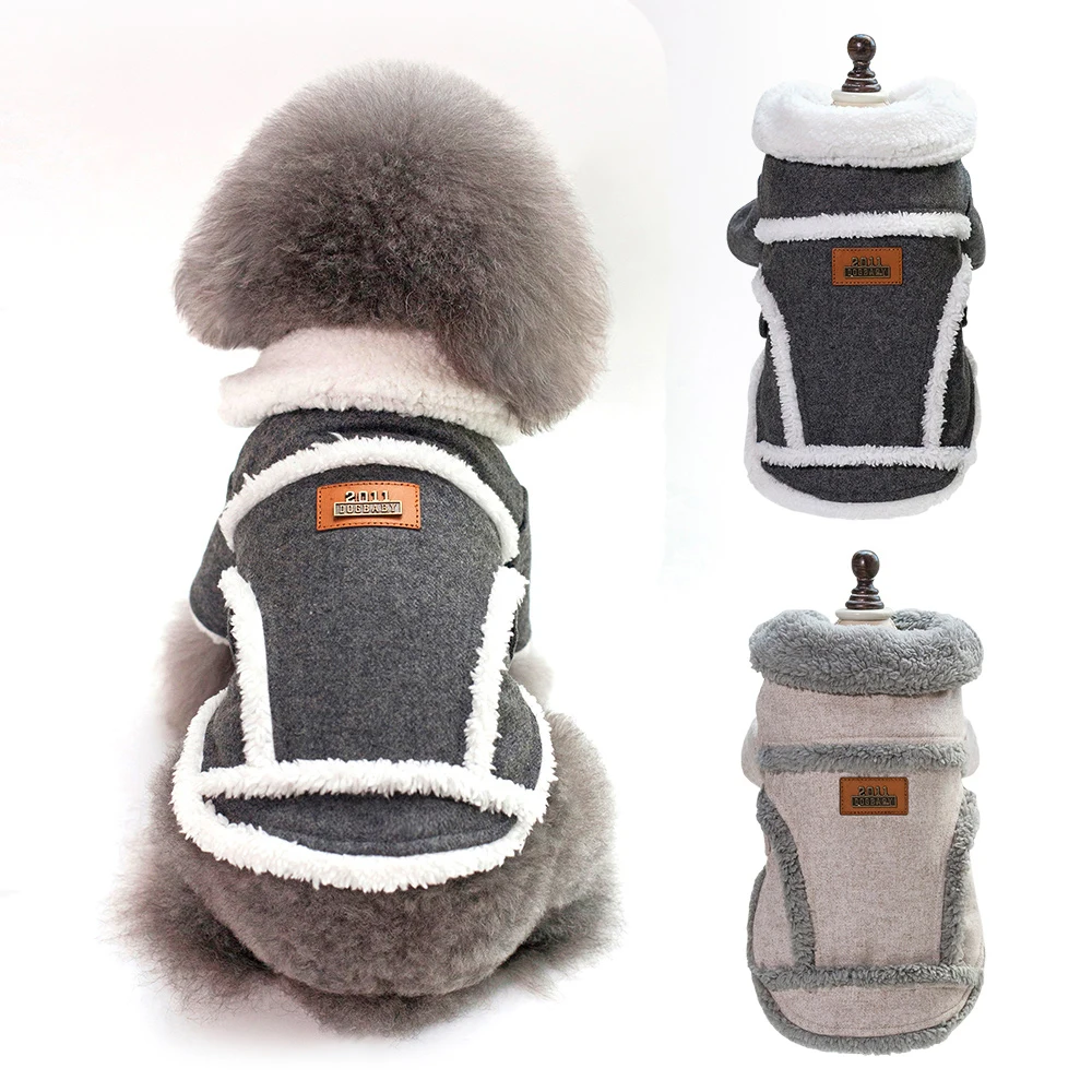 معطف دافئ للكلاب، ياقة من الفرو الناعم، معاطف وسترة للكلاب، ملابس شتوية للحيوانات الأليفة، أزياء للكلاب الصغيرة والمتوسطة والقطط #1
