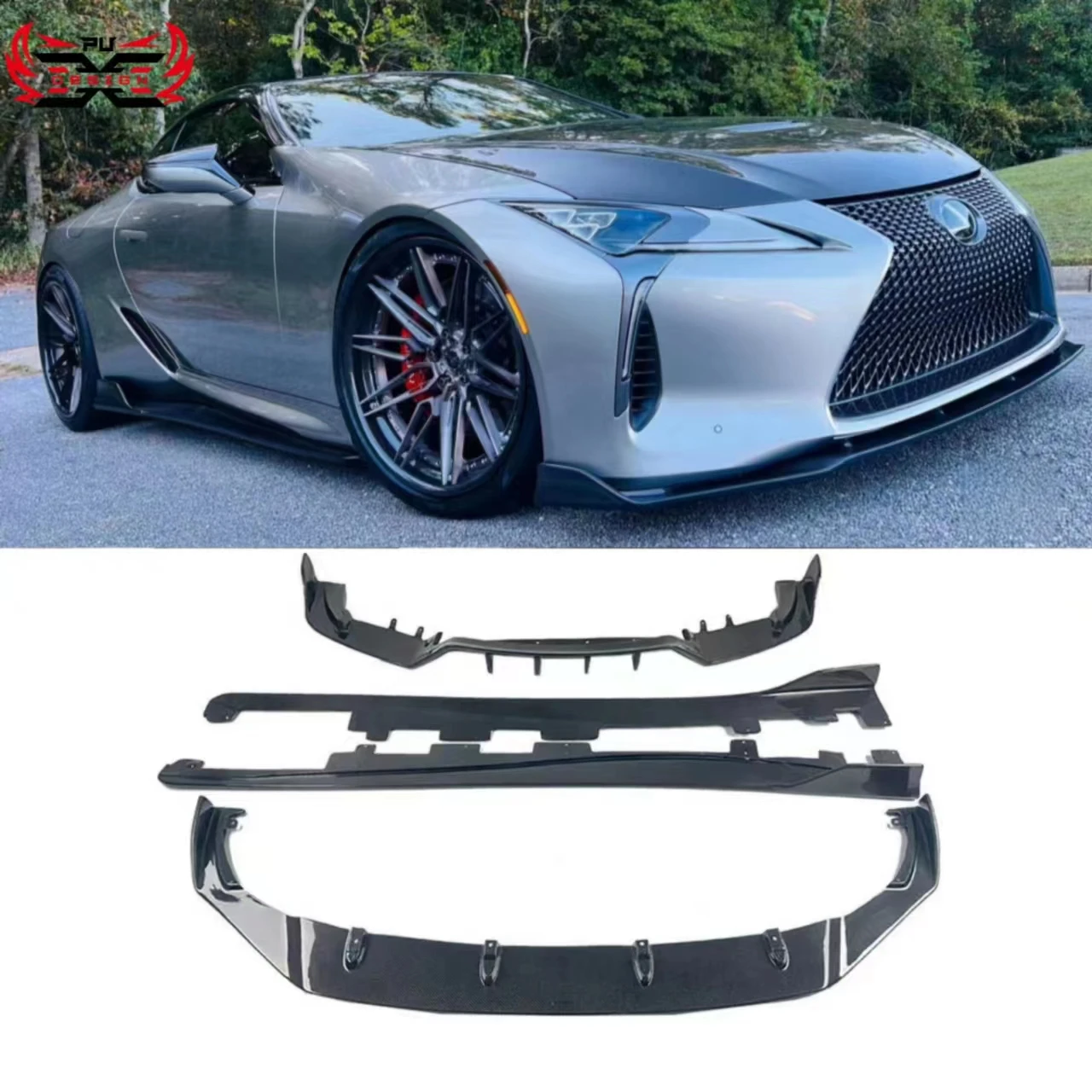 Front Bumper Lip Front Splitter High Quality For Lexus LC500 LC500H Carbon Fiber Rear Diffuser Rear Bumper Side Skirts Bodykit