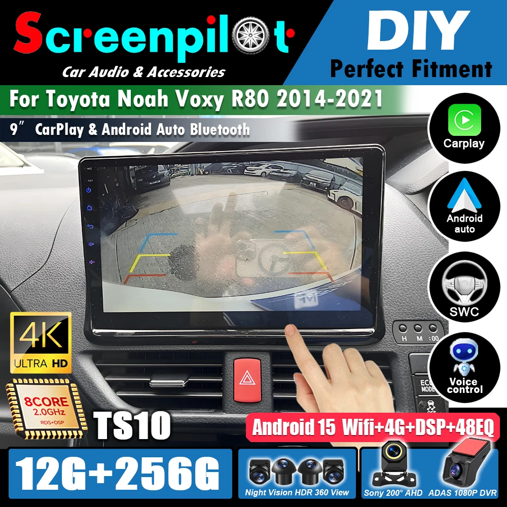 Android 16For Toyota Noah Voxy R80 2014 2015 2016 2017 2018 2019 2020 2021 Multimedia 2K Incell Stereo Auto Radio Screen GPS 5G