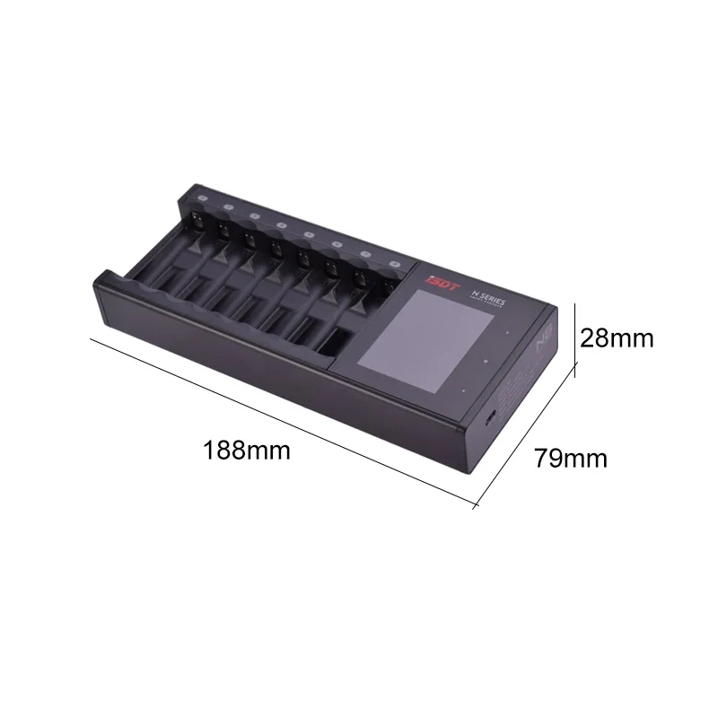 ISDT N8 8 Slots Fast Smart Charger for AAA AA Battery LiIon LiHv Life NiMh Nicd Nizn USB Type-c Charger Discharger LCD Display