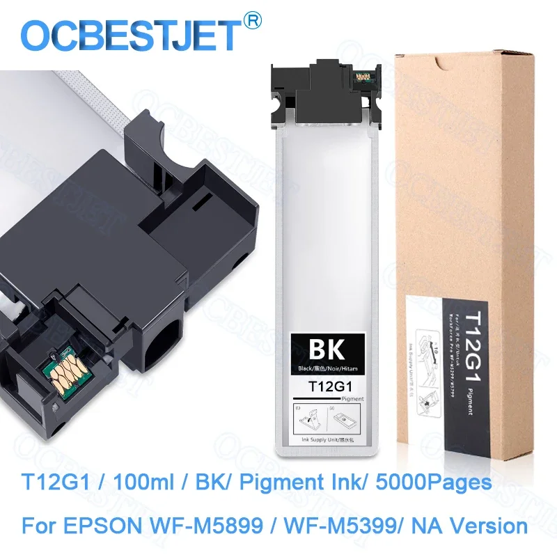 

Северная Америка T12G T12G1 Чернильный картридж с пигментными чернилами Одноразовый чип для Epson WorkForce Pro WF-M5899 WF-M5399 T12G Ink