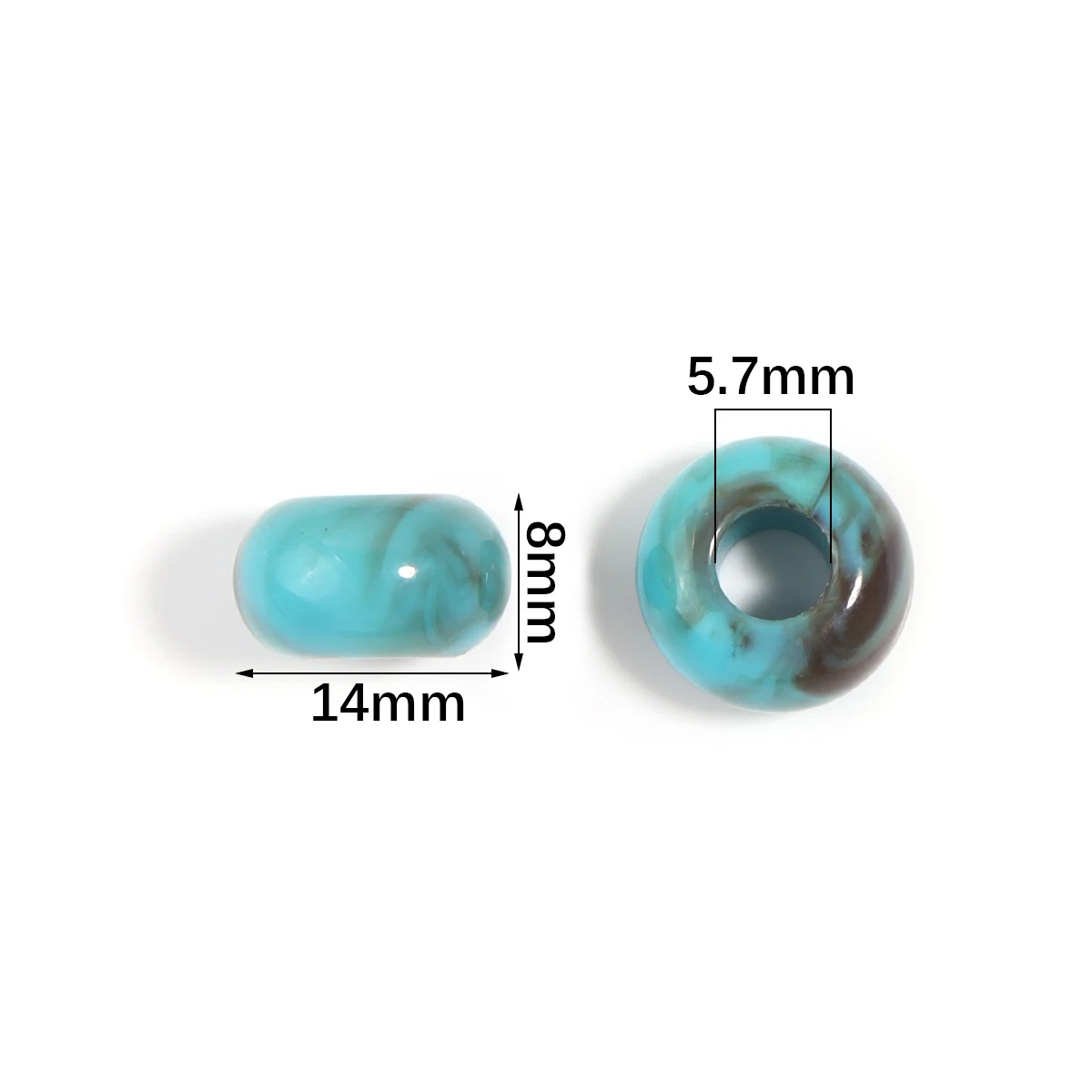 50 Stück/Set Zweifarbige Abakus-Perlen, Jade-Imitat Acrylperlen, Runde Flache Lose Perlen für Schmuckherstellung, DIY-Armband-Zubehör – Detail 1
