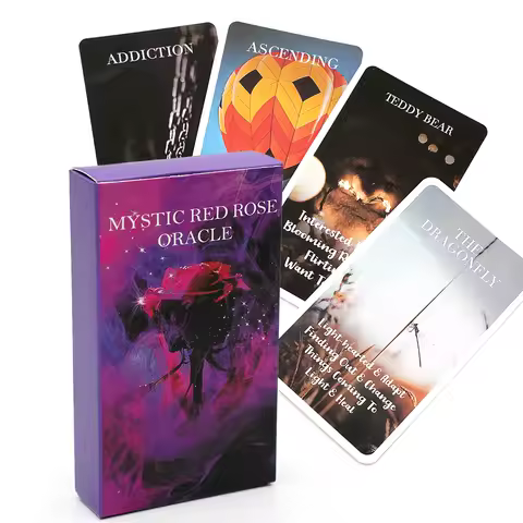 Mystic Red Rose Oracle Deck Divine Guidance Cards for Beginners Advanced Readers Full Set Rose Theme Spirituality Future Telling