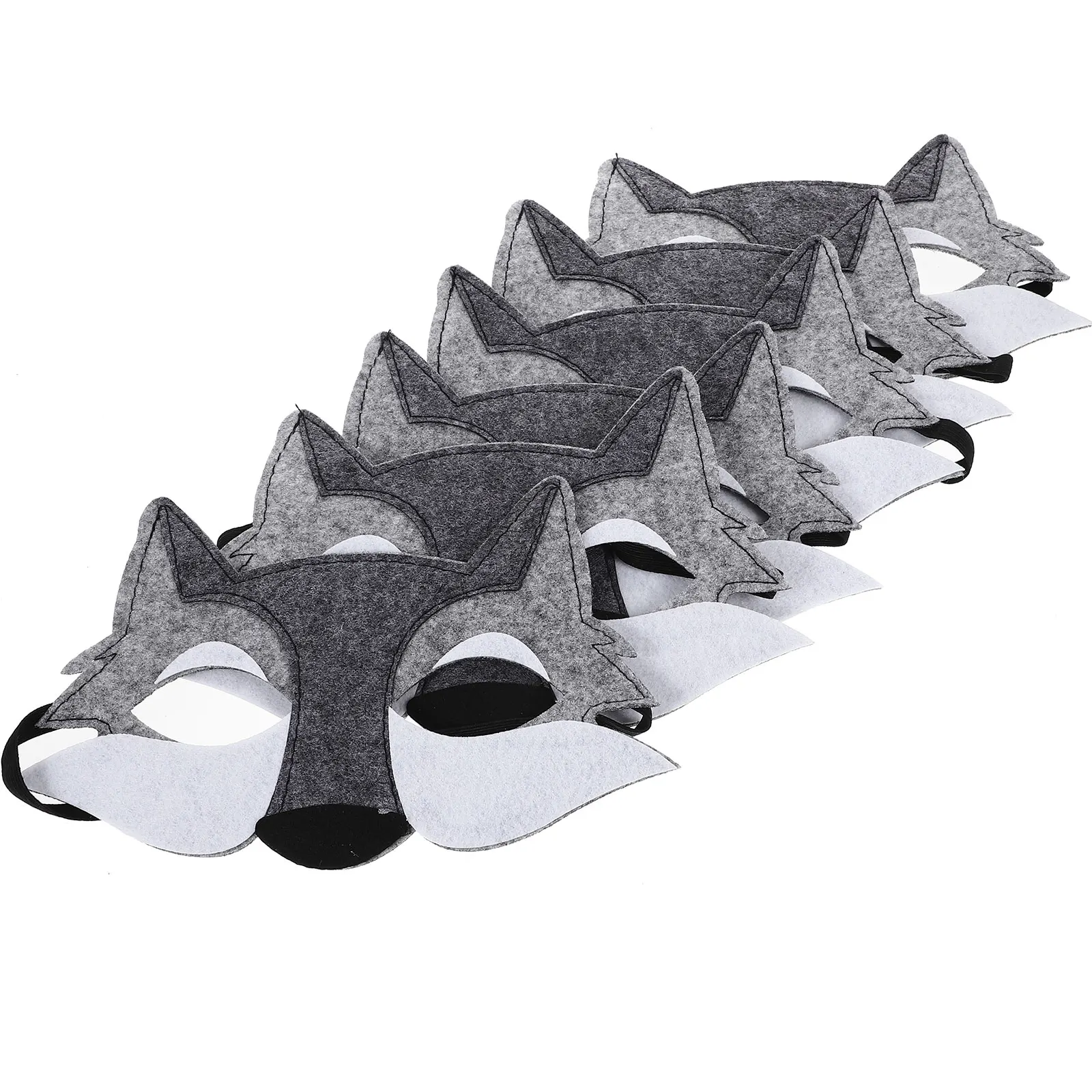 หน้ากากหมาป่าครึ่งหน้าทำจากผ้าสักหลาด 6 ชิ้น สำหรับงานปาร์ตี้วันเกิด ฮาโลวีน แต่งกายแฟนซี ตกแต่งงานปาร์ตี้