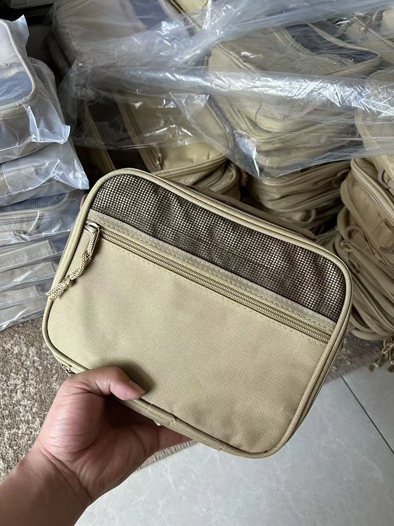 Tragbare Herren-Toilettentasche aus Oxford-Gewebe, Khaki, Reise-Organizer mit mehreren Taschen, hängende Waschtasche für Outdoor-Aktivitäten, Angeln und Kurzreisen – Detail 17
