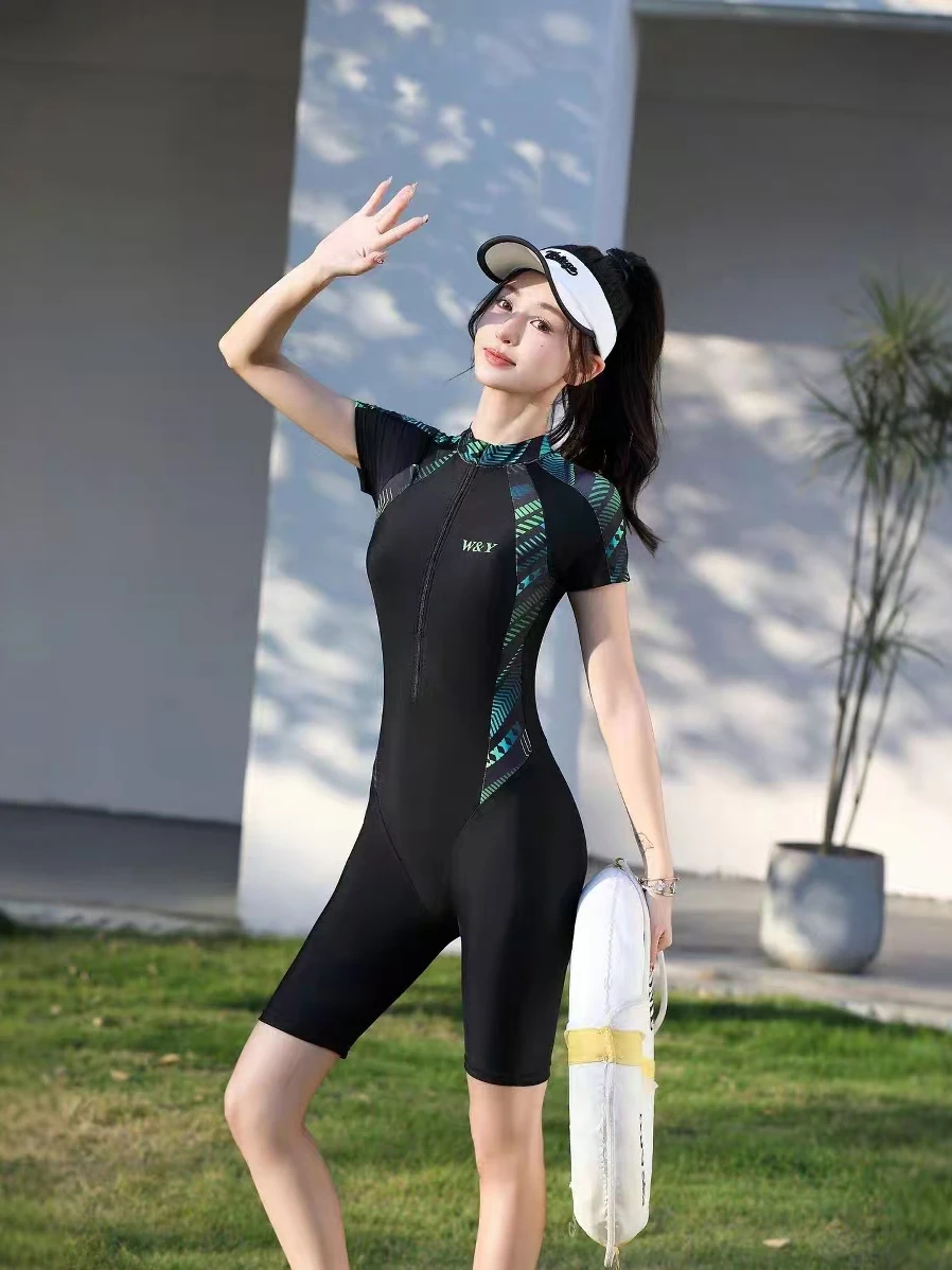 

Профессиональный тренировочный монокини-купальник с коротким рукавом (или рукавом до локтя) для соревнований по серфингу и плаванию для студенток и женщин