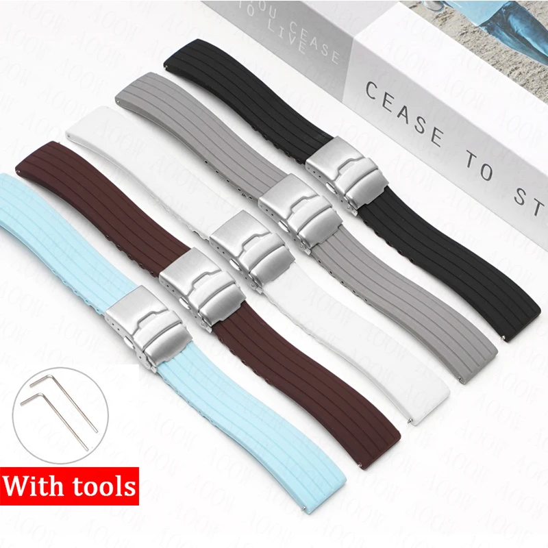 Silicone Strap 22mm for Swatch X Blancpain Fifty Fathoms Five Ocean Diving Rubber Quick Release Folding Buckle Watch Band Tools