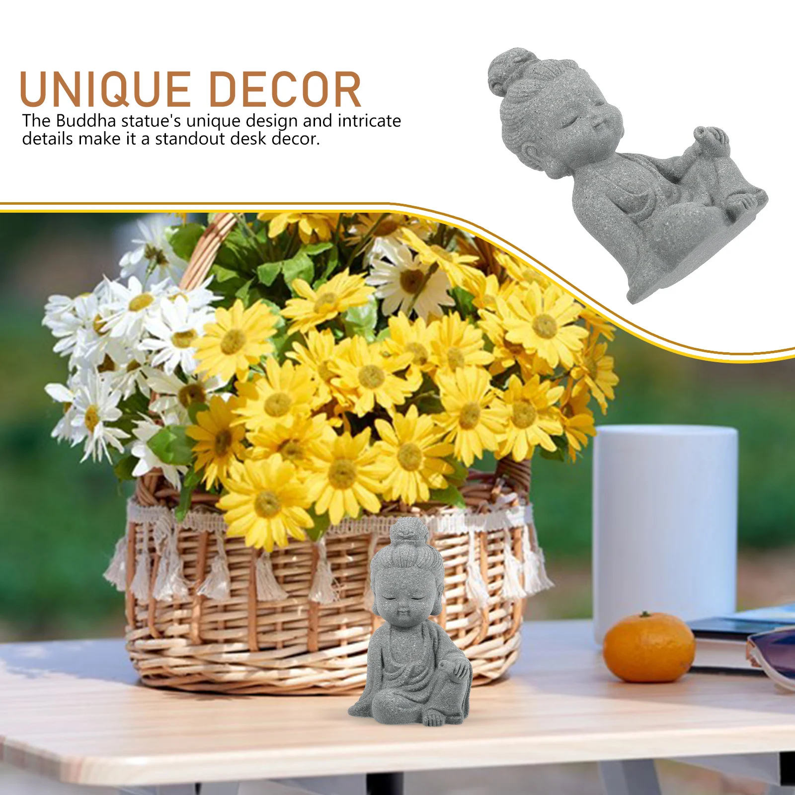 

Small Buddha Statue Resin Craft Detailed Design Home Office Decor Zen Ambiance Desktop Decoration Indoor Buddha Sculpture