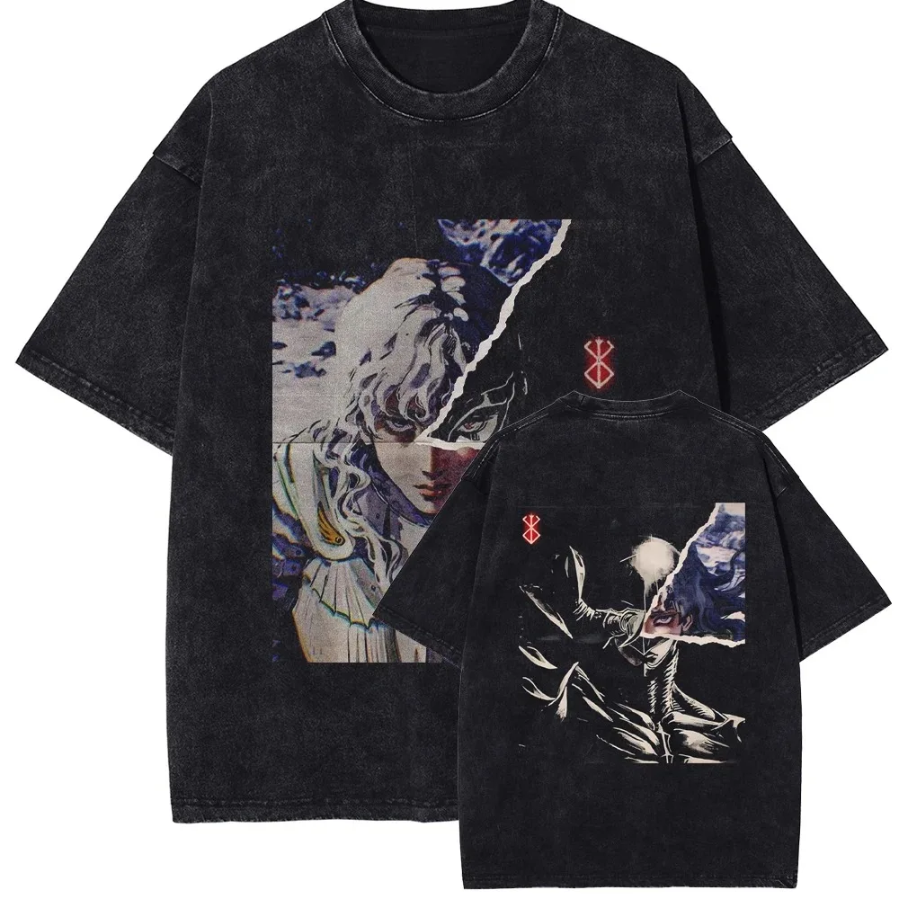 Aicd Gewaschen Berserker Griffith T-shirt Harajuku Übergroßen Y2k Männer T Shirt Hohe Qualität Baumwolle Kurzarm T-shirts Männer Frauen Kleidung