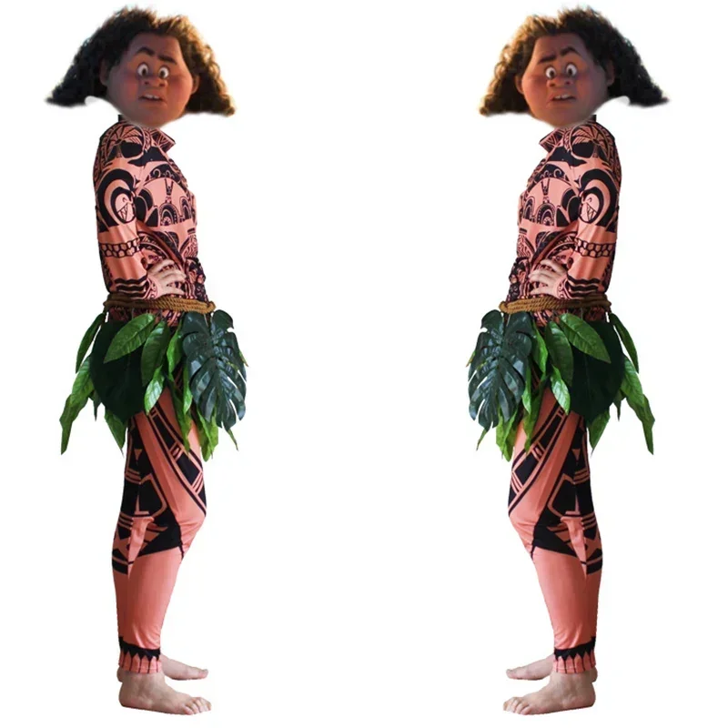 Moana Maui Kostium Dzieci Maui Cosplay Kostium Tatuaż T Shirt Broek Riem Halloween Karnawał Kostuum Voor Volwassen Kinderen