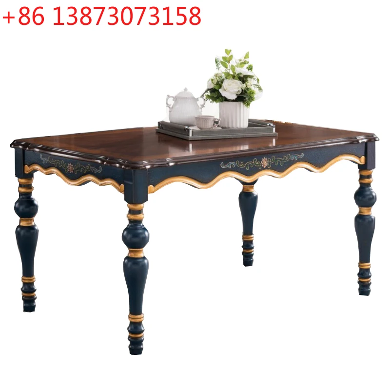 American all solid wood 1.4 meters 1.5 meters rubber wood dining table dining chair whole set black walnut brown batch