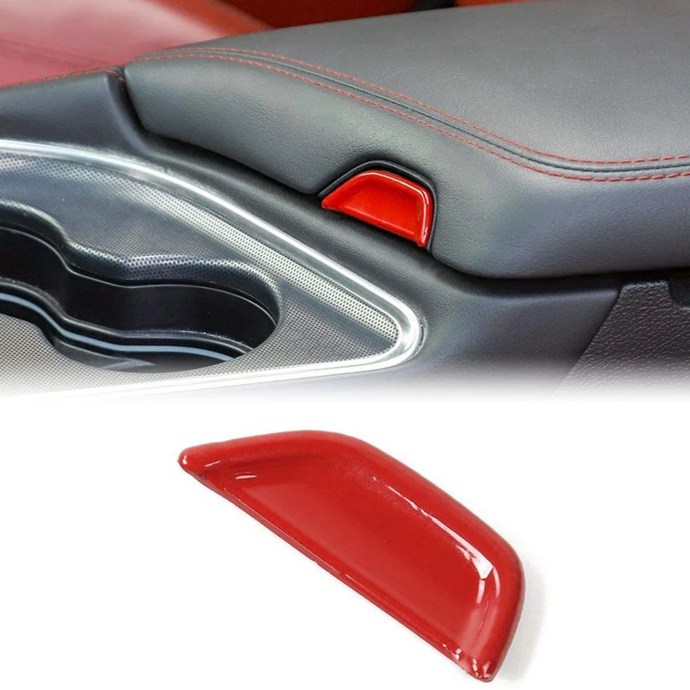 Center Console Armrest Open Button Trim Decoration Car Interior Accessories for Dodge Challenger 2015 Up,Red