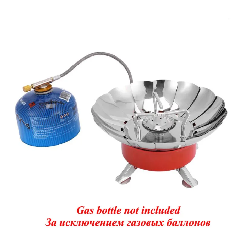 Outdoor Mini Portable Folding Heater Camping Lotus Burner Kitchen Cooker Heating Foldable Furance Head Card Gas Stove Wind Proof