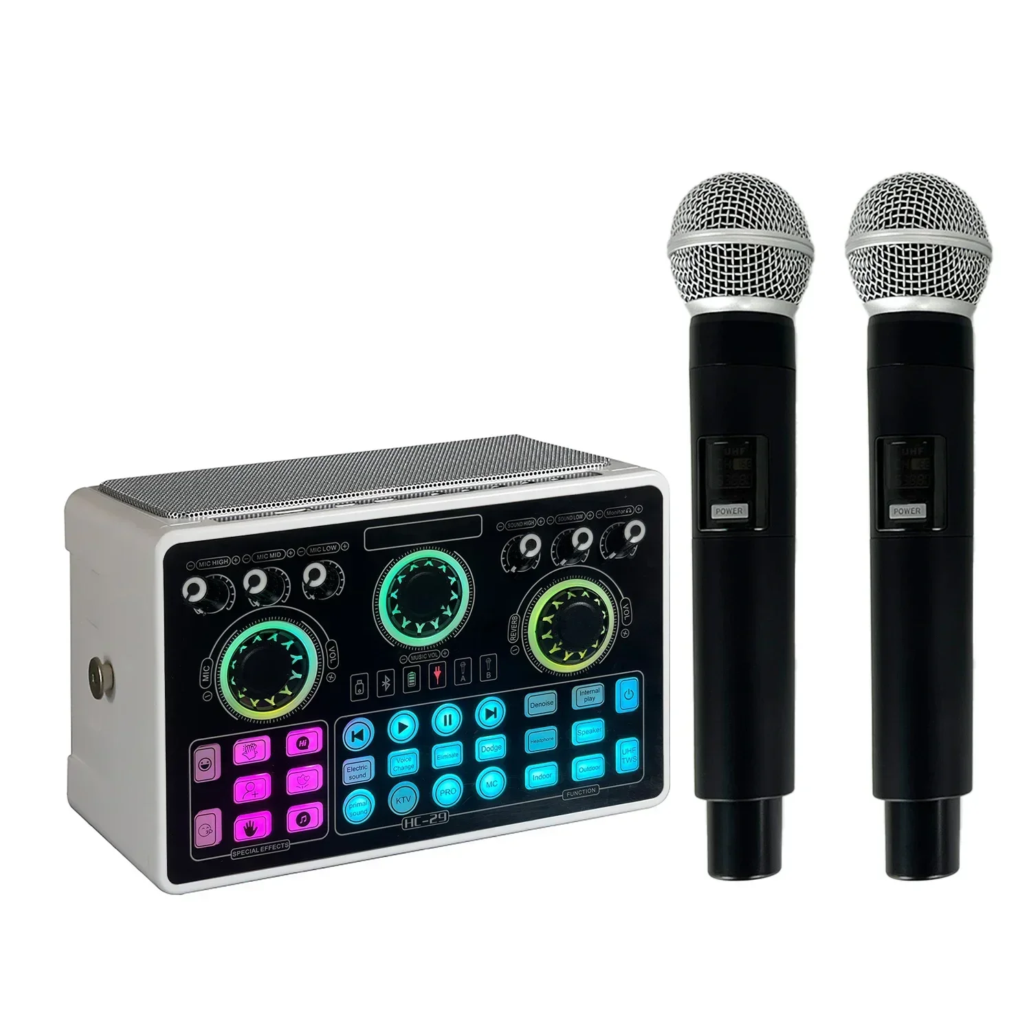 

Wireless Bluetooth Speaker with Mic Home Karaoke System Sound Card Audio All-in-one Machine Amplified Speaker