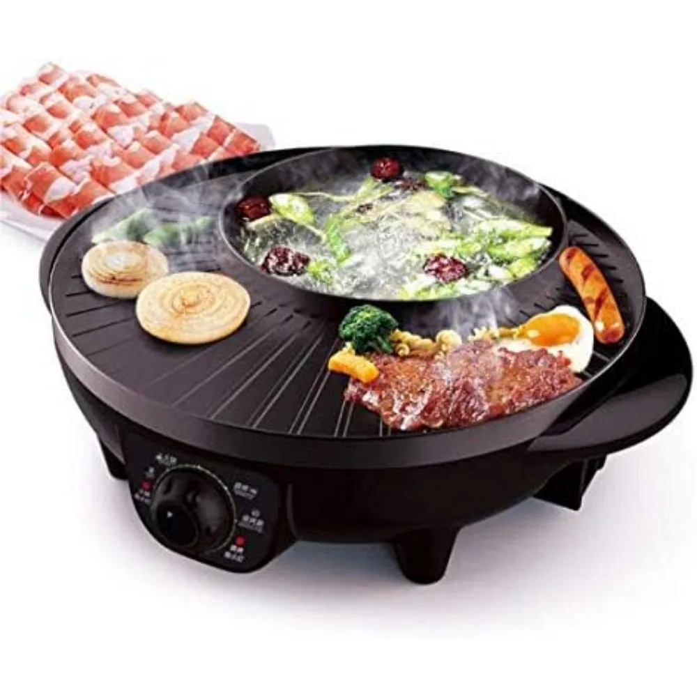 

LIVEN BBQ Electric Grill with Shabu Shabu Hot Pot, Perfect for 1 to 4 Person