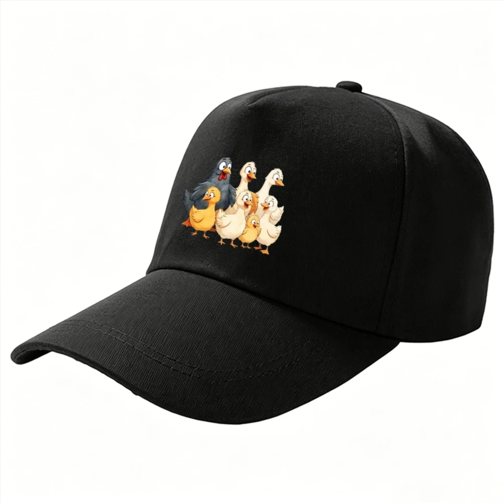 Cartoon Chicken Duck Flock Animal Print Baseball Cap Cute Farm Creature Adjustable Dad Hat Casual Outdoor Sun Trucker Hat Gift