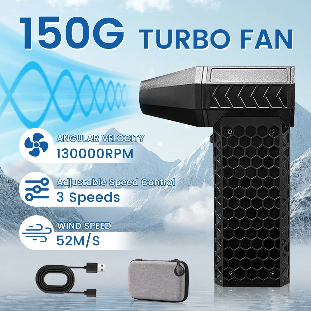 

Turbo Jet Fan 130000RPM Wind Speed 52m/s Portable Mini Air Blower Outdoor Camping BBQ Powerful Blower Keyboard Dust Cleaning