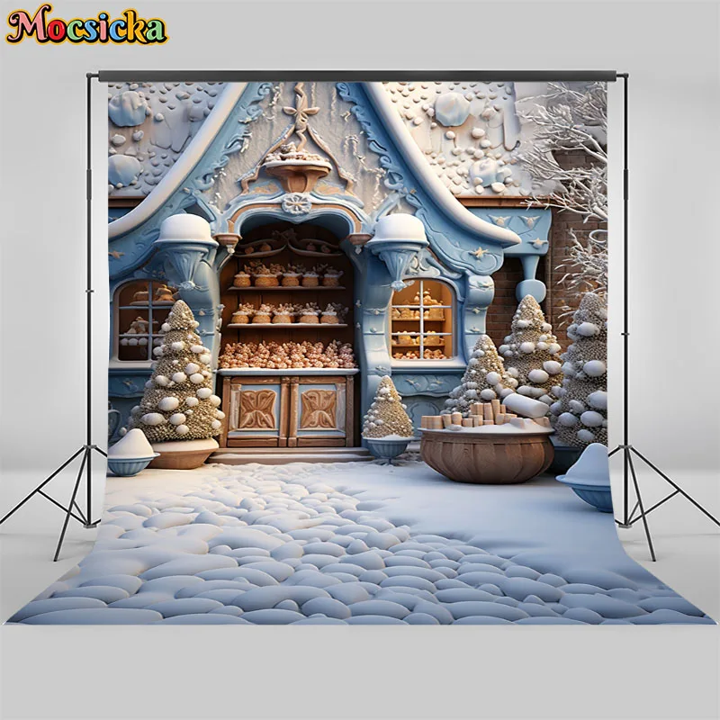 Mocsicka Christmas Photo Background Winter Toy Store Wall Christmas Tree Garden Photography Background Decoration Photo Studio