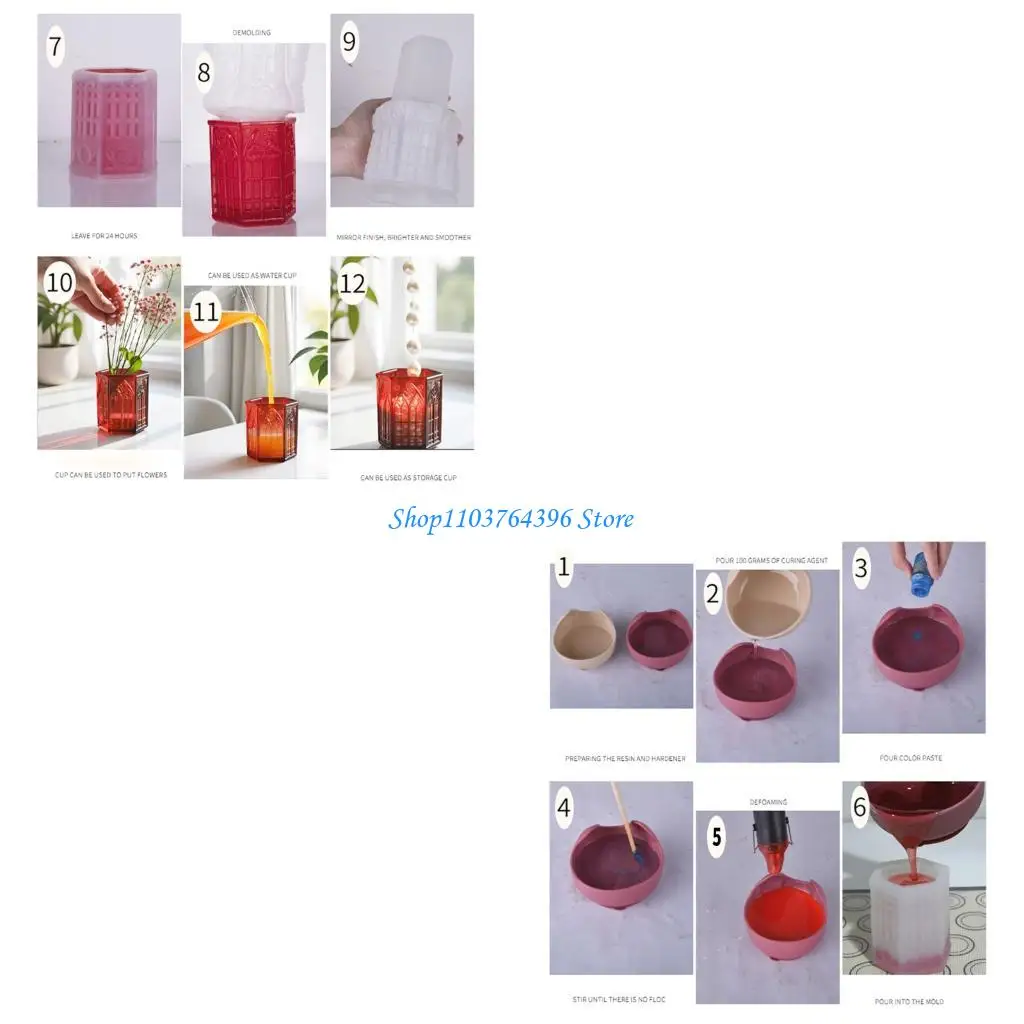 

Flexible Silicone Flowerpot Mold With Church Window Design For Resin Casting And Container Making