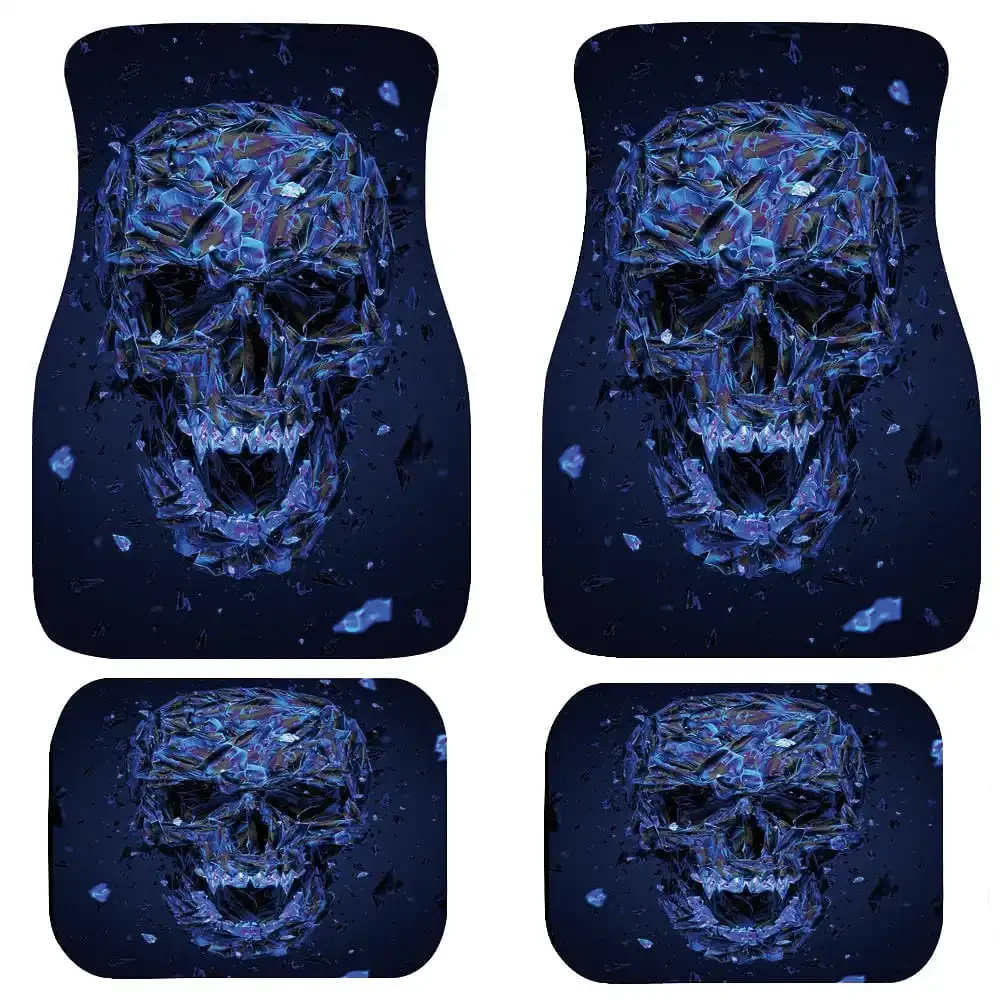 Purple Smoke Skull Pattern Design Rubber Material 4/2PCs Pack Waterproof And Hard-Wearing Stain Resistant Car Foot Mat