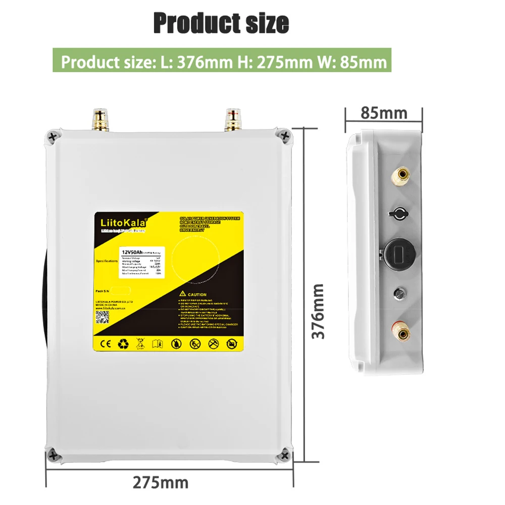 Imagem -06 - Bateria para o Barco a Motor Luz Solar Carro do Golfe Ups 12v 50ah 12v 12.8v Usb Qc3.0 Pd3.0 12 Peças Liitokala-lifepo4