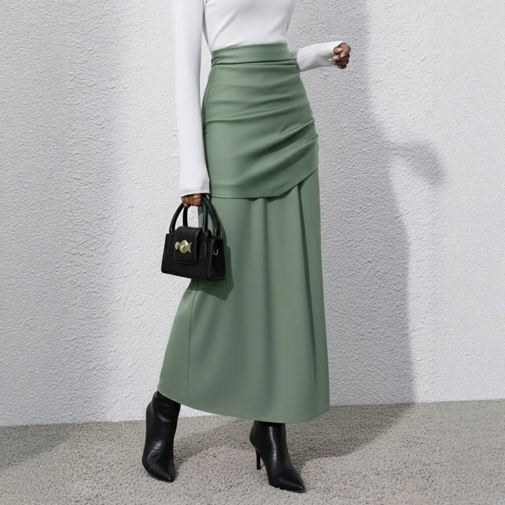 

Casual Mid-Length A-Line Skirt Spring Dress Autumn Fit Style Regular Waistline Women's Fashion Skirts