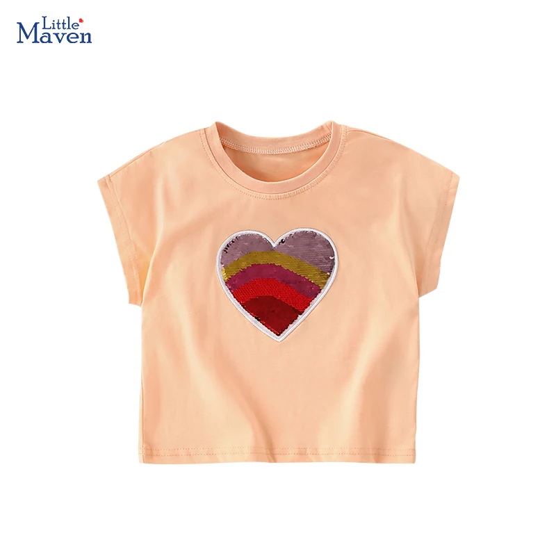 Little maven 2024 Summer New Kids Clothes Korean Children's Clothes Children's Clothing Cartoon Hearts Baby Boys T-shirts