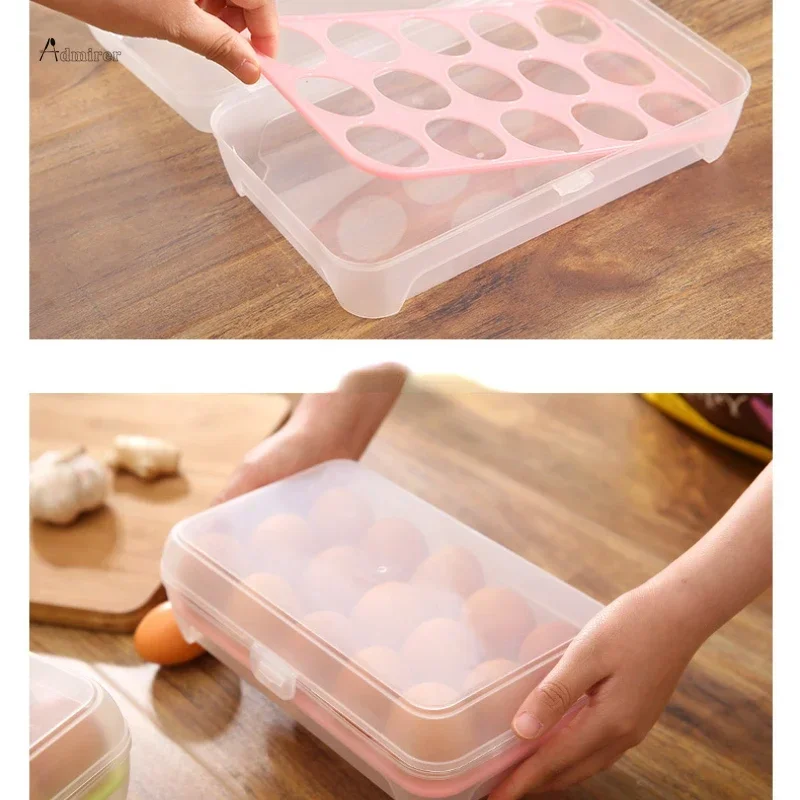 Plastic 15-cell Egg Anti-collision Single-layer Transparent Storage Box Refrigerator Storage Container Portable Egg Tray Kitchen