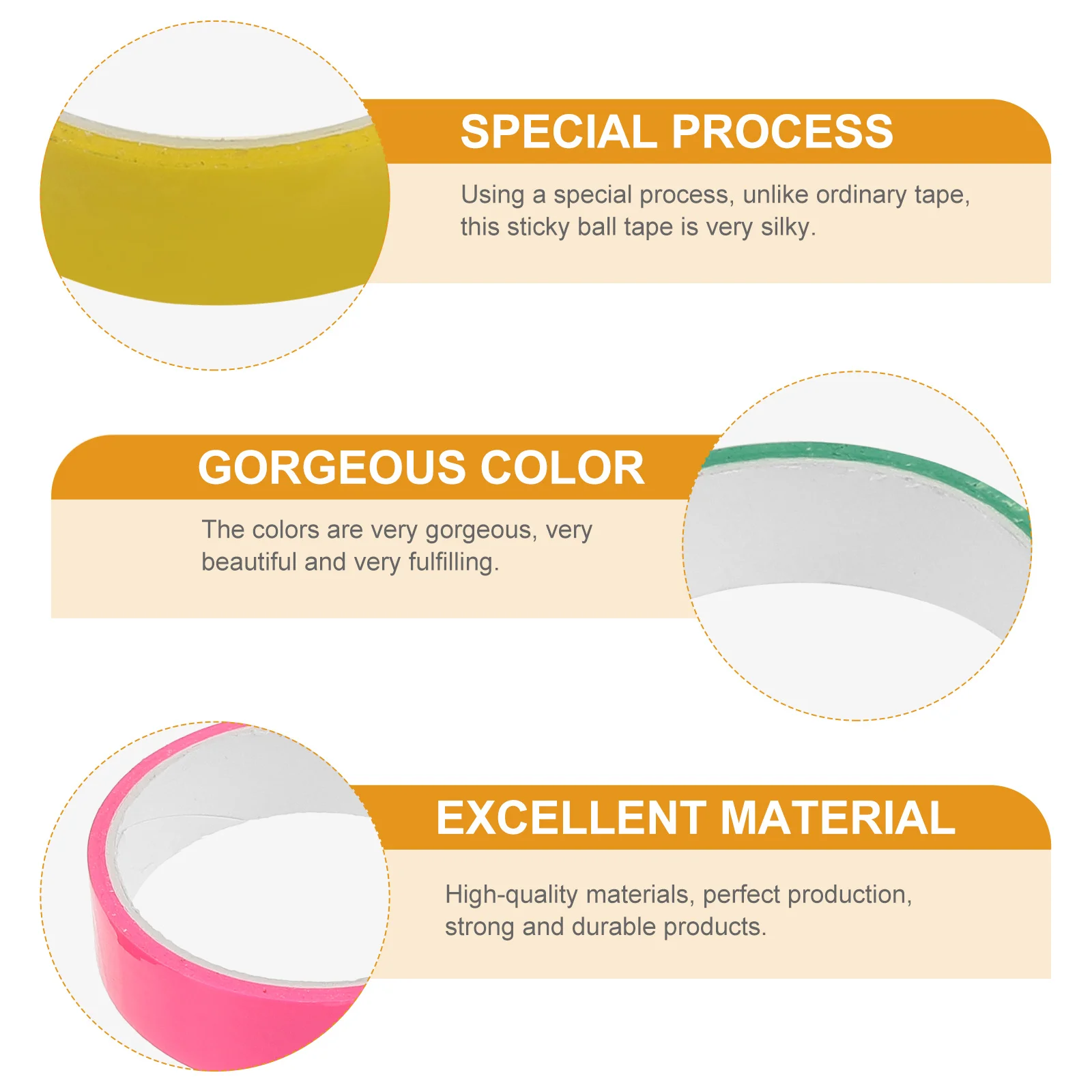 7 rollos de cintas adhesivas de bolas, diseño único, artesanía exquisita, fácil operación, cintas de alivio de presión para ahorrar tiempo para uso diario