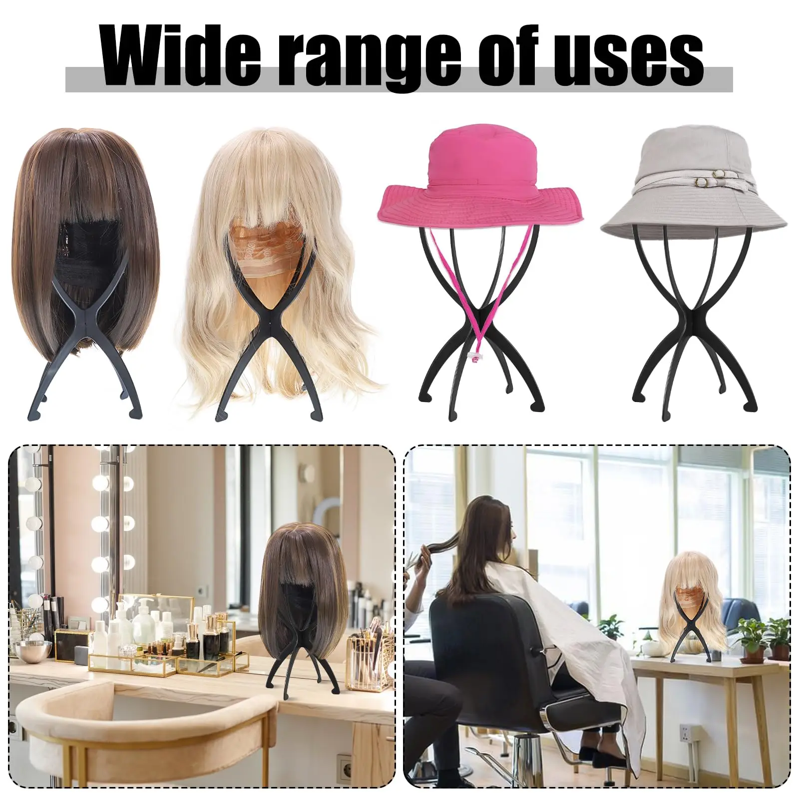 1/2/3pcs Folding Wig Stand Plastic Portable Hat Display Stand Adjustable Durable Barbershop Fashion Model Holder Home Salon Use image 6