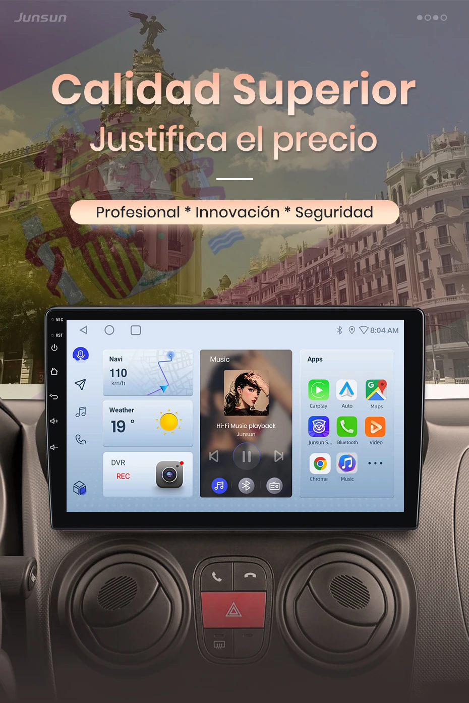 Junsun Radio Voz AI für Fiat Fiorino Qubo Nemo Bipper 2008-2017 Kabelloses CarPlay AndroidAuto Autoradio 2DIN mit Bluetooth DA – Detail 1