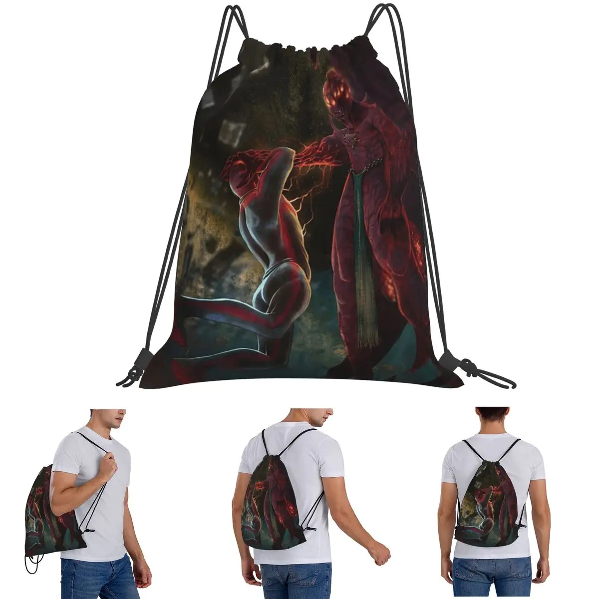 

Terrifyingly Powerful Alien Attacks Human Ship Backpacks Drawstring Bundle Pocket Storage Bag Book Bags for Travel Students