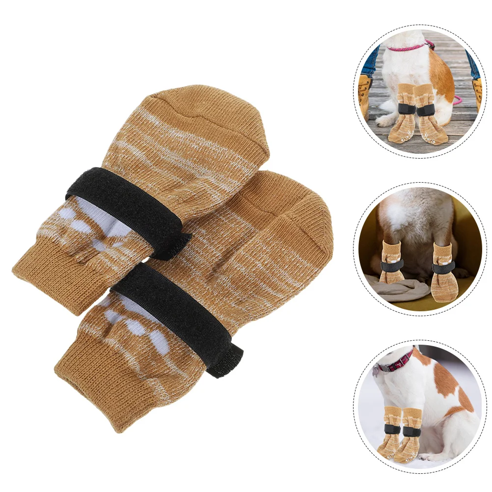 

4 Pcs Paws Pet Socks Washable Dog for Small Dogs Protector Large Grip Indoor Coffee