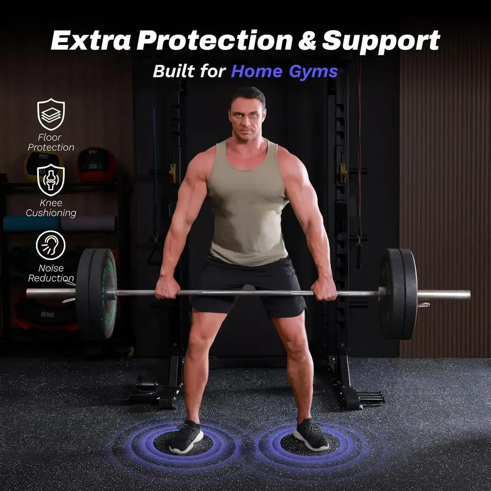 سجادات رياضية مطاطية متشابكة، 48 قدم مربع، سميكة 0.56 بوصة، إسفنج EVA، بلاط 24 × 24 بوصة للتمرين المنزلي