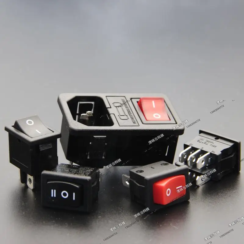 

[SA]RLEIL AC AC power outlet with black triple switch insurance 1.0MM 1.5MM 2.0MM jack RL10-1F RED GREEN BLUE BLACK YELLOW--50p